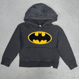 Gap Kids DC Comics Batman Hoodie Youth Sz XS (4-5) Black Embroider Logo Pullover